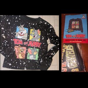 NWT Retro TOM & JERRY Sweatshirt & Mask Set Size Juniors Jrs XS (1)
